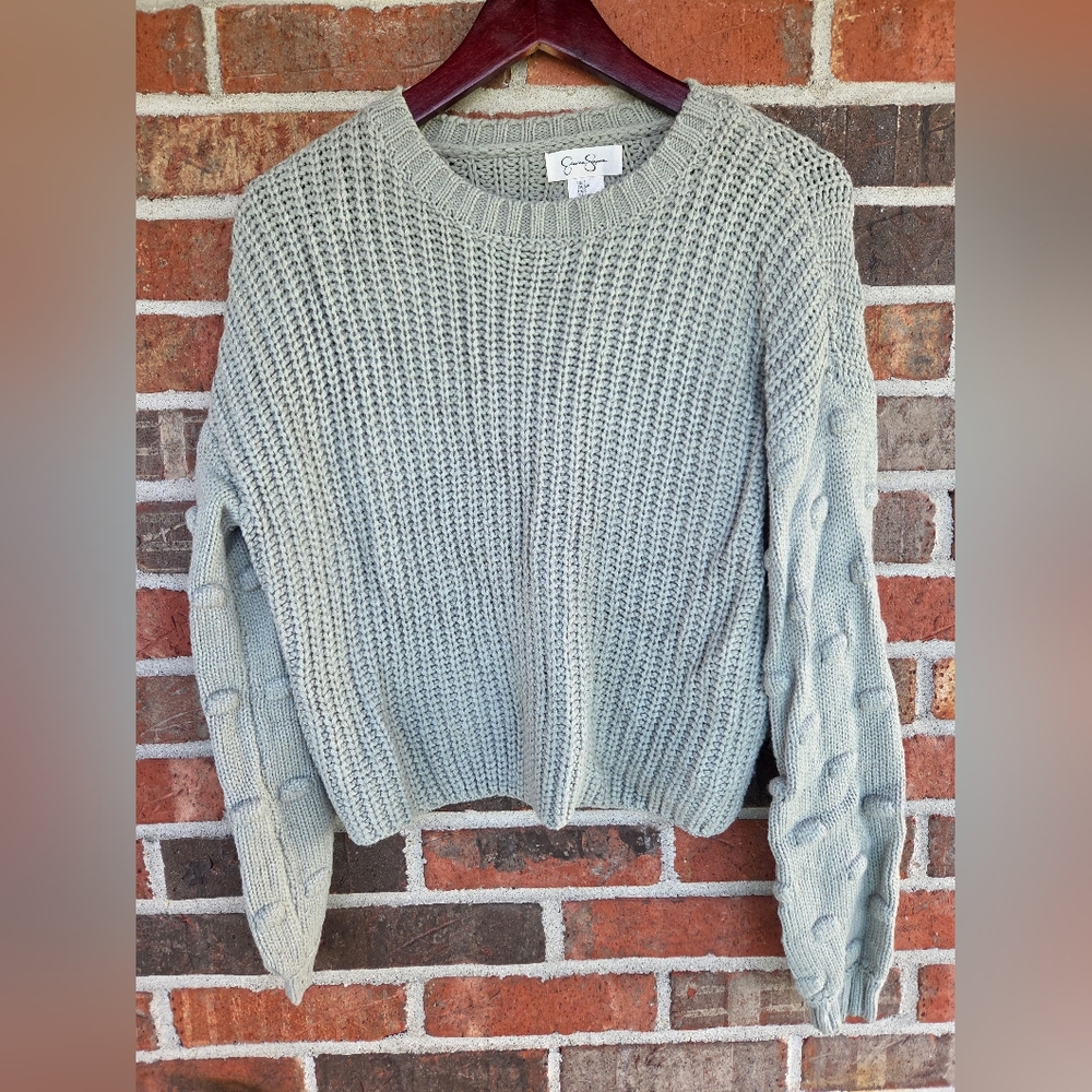 Women's Sage Cozy Cropped Crew Neck Sweater By Jessica Simpson Size Small